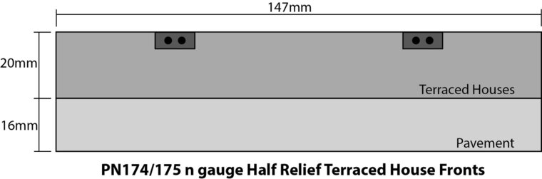 Bouwpakket N: half relief rijtjeshuizen rode baksteen - Metcalfe - PN174