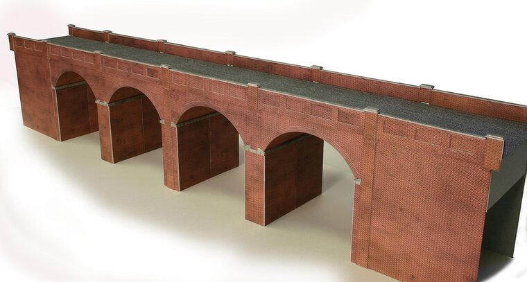 Bouwpakket HO/OO: dubbelspoor viaduct - rood baksteen - Metcalfe - PO240