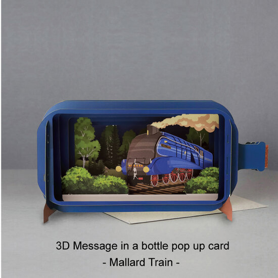 3D pop up wenskaart - message in a bottle - mallard