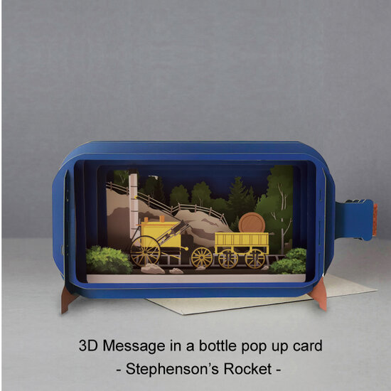 3D pop up wenskaart - message in a bottle - stephenson&#039;s rocket
